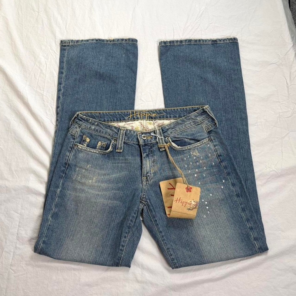 Deadstock NWT Vintage y2k Hippie low rise flared jeans - Picture 3 of 7